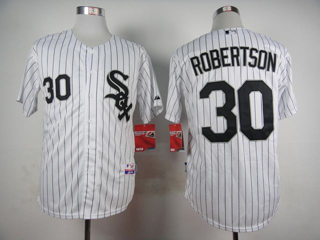 Men Chicago White Sox 30 Robertson White MLB Jerseys